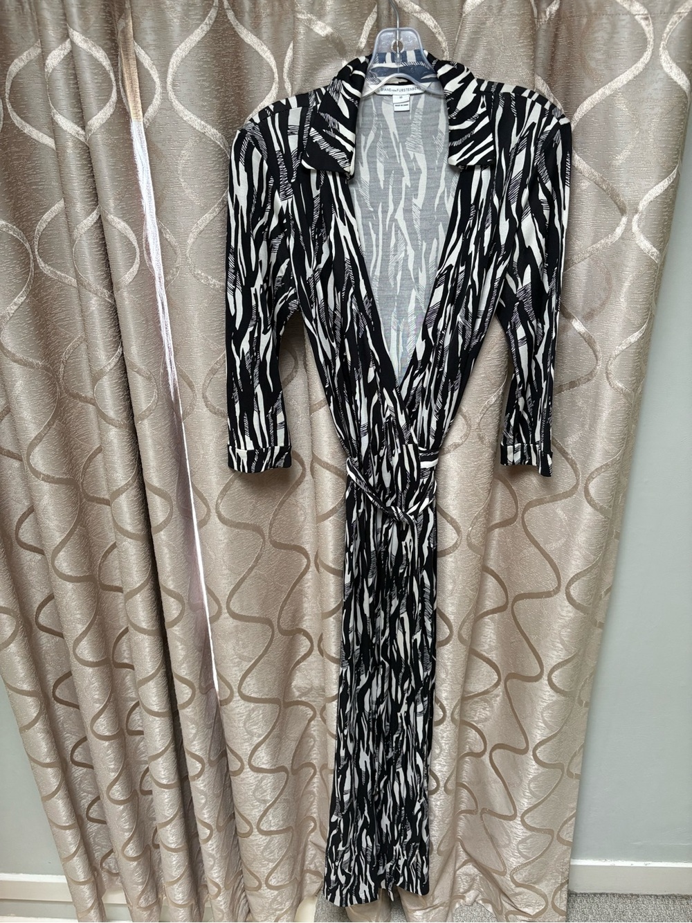 Diane Von Furstenberg Black and White Maxi Wrap Dress